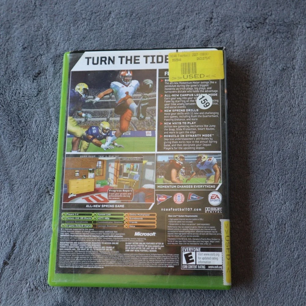 NCAA 07 Football XBOX Game Microsoft Ea Sports #480 DelmarP